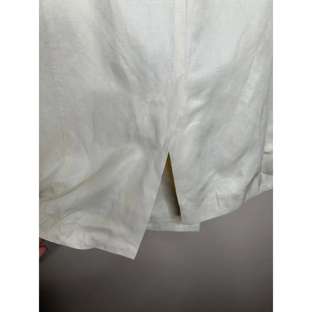 Boden Silk Linen Blend Trench Coat Cream 1‎ Button Front Long Sleeve Women's 8